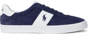 POLO RALPH LAUREN, Men, Court Vulc Leather-Suede Sneaker, Navy, 8.5, Medium
