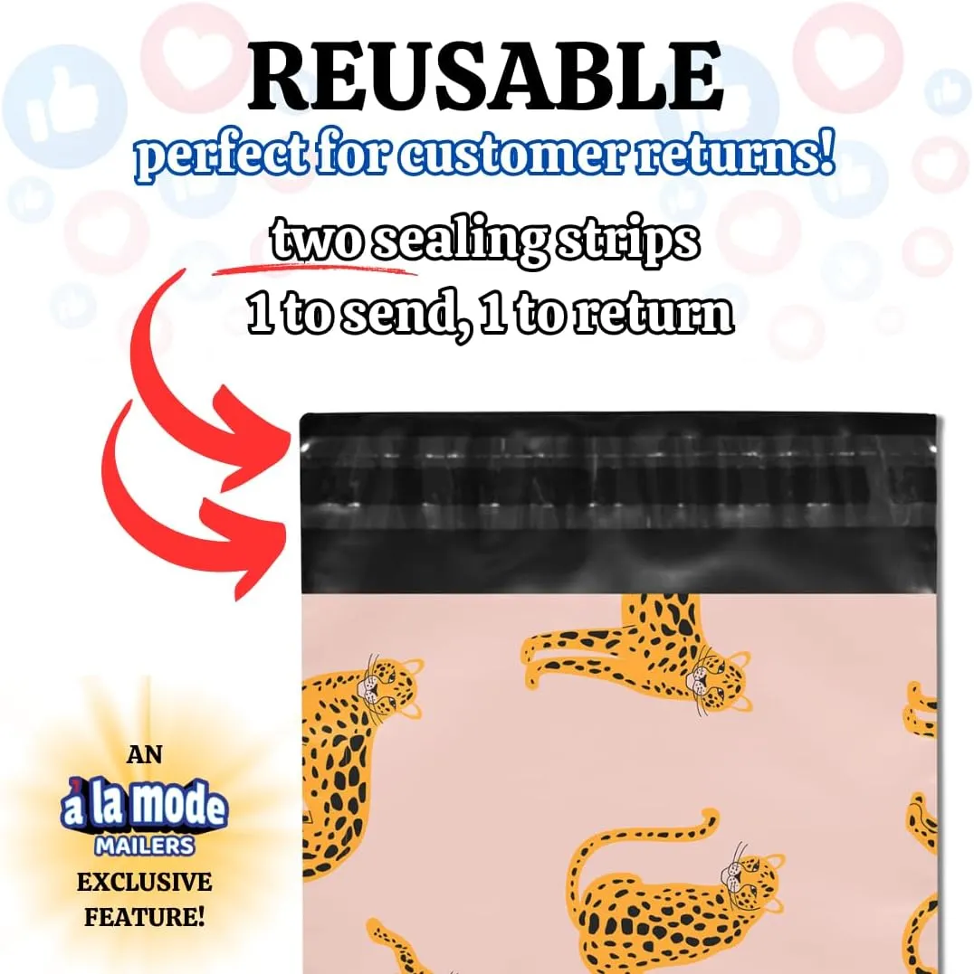 Poly Mailers 12.5x15 50 Pack | Self-Sealing Shipping Bags Envelopes for Small Business | Waterproof Durable Packaging | Rosé | Pink Gold | à la mode Mailers