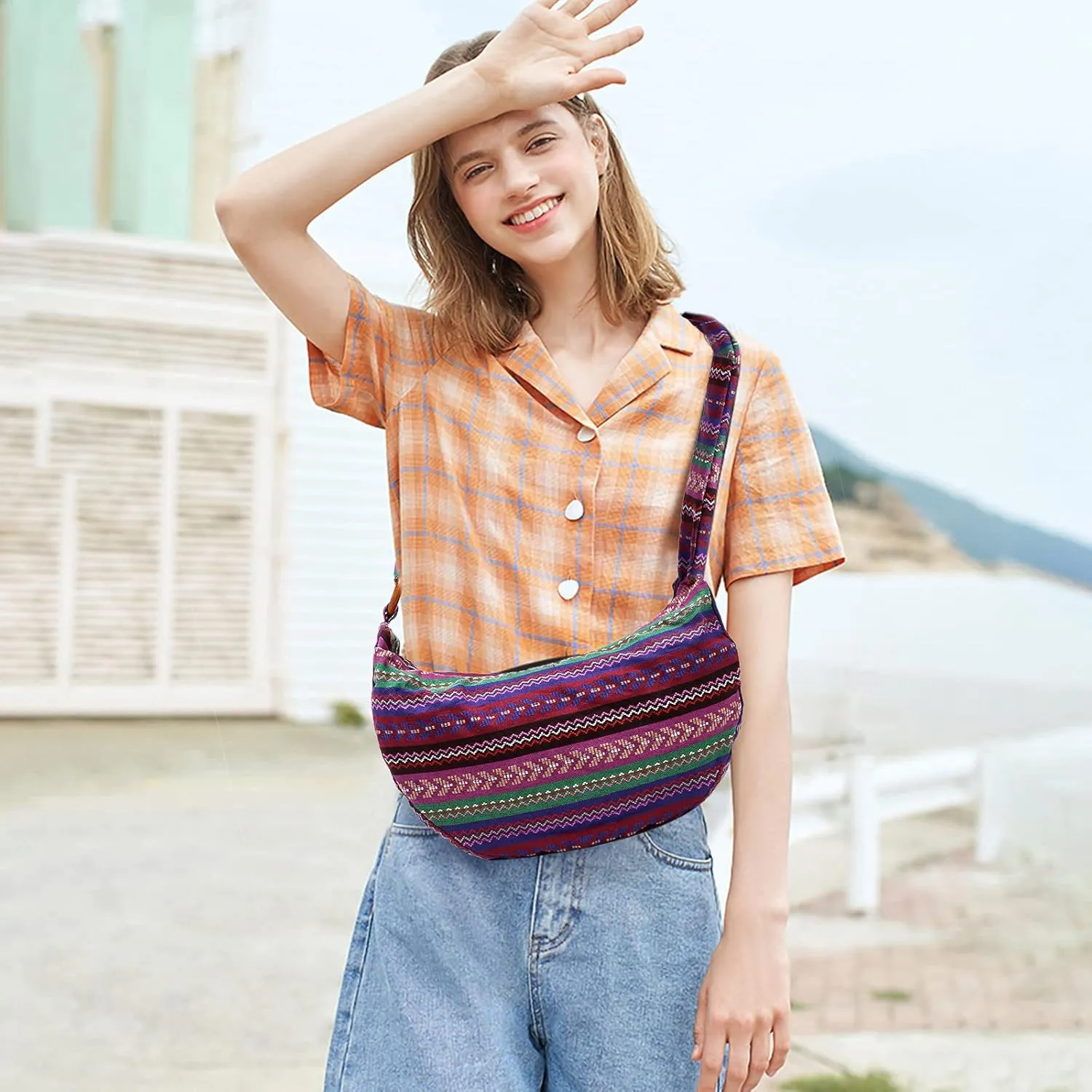 PORRASSO Crossbody Bag Hippie Shoulder Bag Women Sling Bag Handmade Messenger