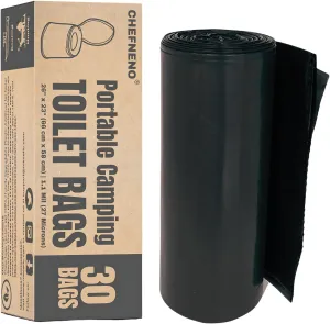 Portable Camping Toilet Waste Bags (60 Bags, 3 Rolls) 8 Gallon Black Can Liner for Travel, Camping and Outdoor Getaways (60 ct.)