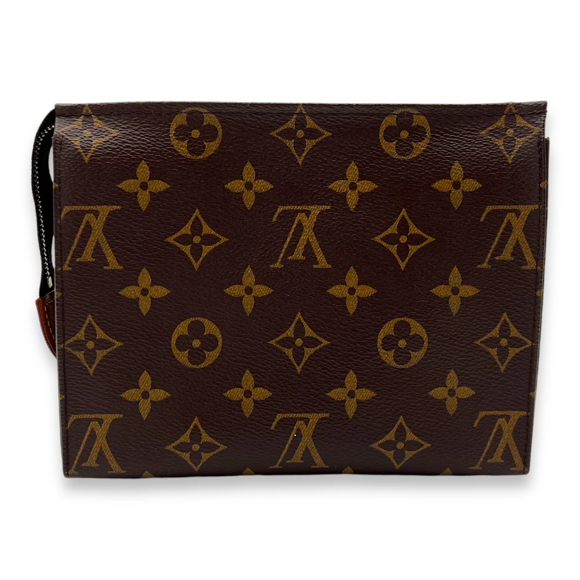 Pouch 19 Brown in Monogram Coated Canvas, Gold hardware