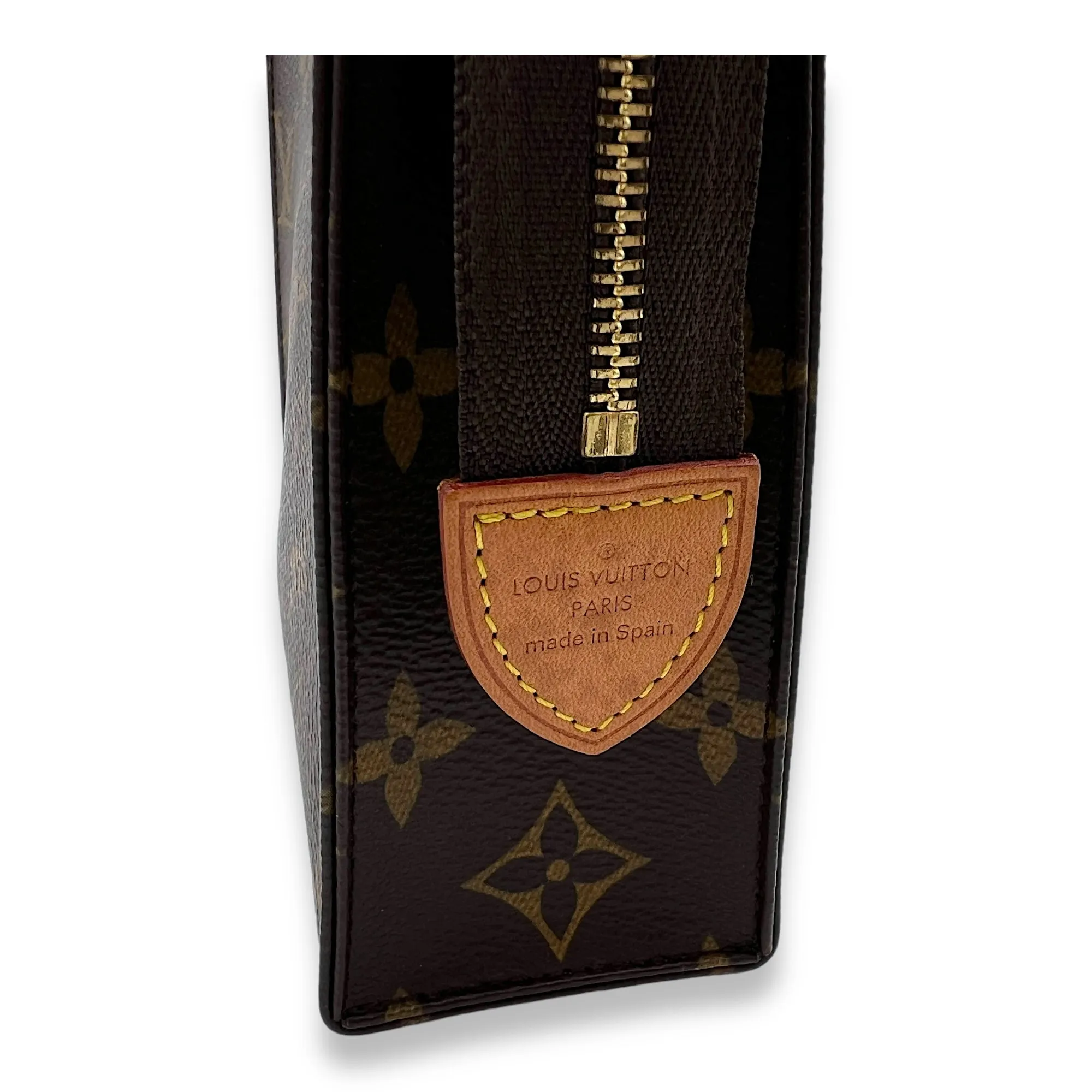 Pouch 19 Brown in Monogram Coated Canvas, Gold hardware