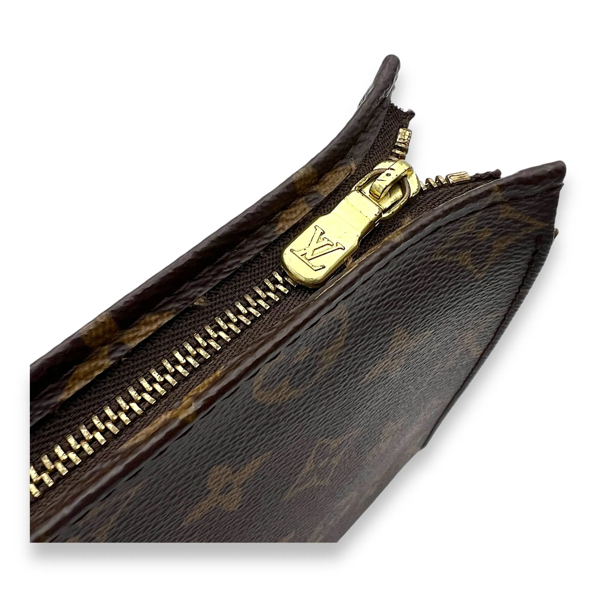 Pouch 19 Brown in Monogram Coated Canvas, Gold hardware