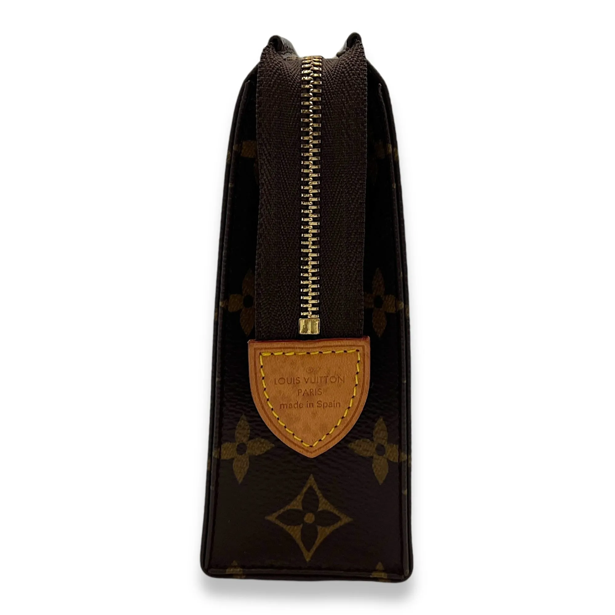Pouch 19 Brown in Monogram Coated Canvas, Gold hardware