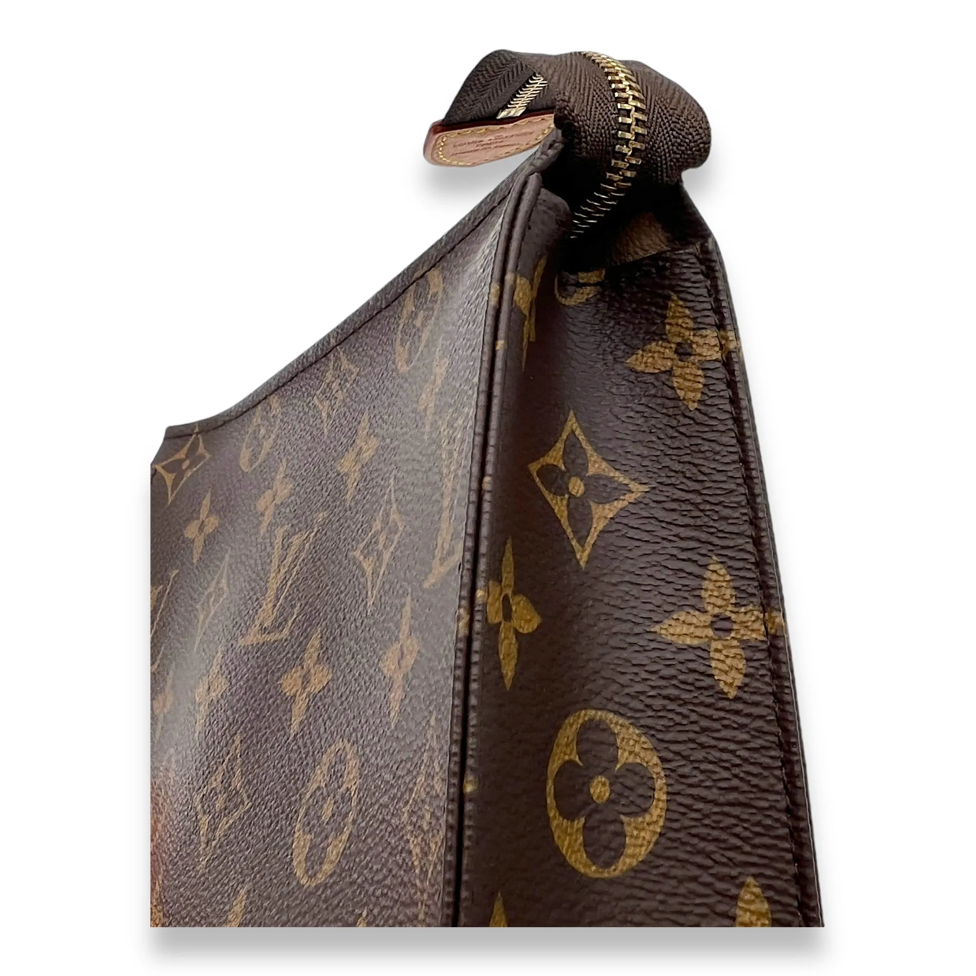 Pouch 19 Brown in Monogram Coated Canvas, Gold hardware