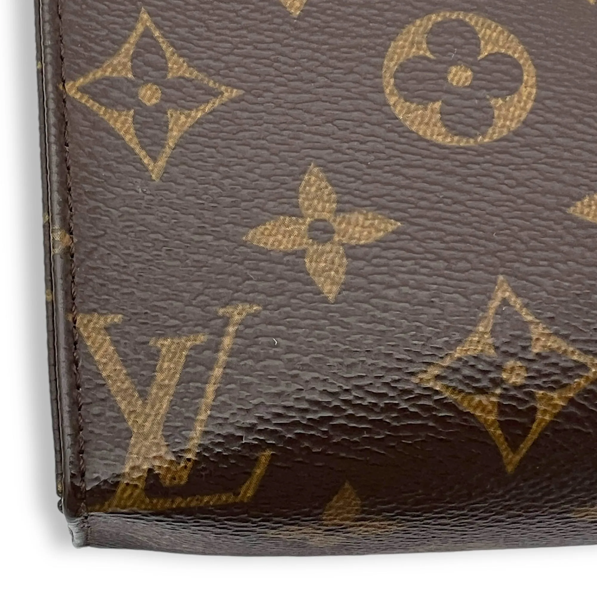 Pouch 19 Brown in Monogram Coated Canvas, Gold hardware