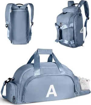 Preteen Gifts, Initial Gym Bags with Shoe Compartment, Personalized Girl Duffel Bag, Monogram Kid Overnight Bags, Teen Weekend Bag Graduation Gift for Daughter (Letter A)