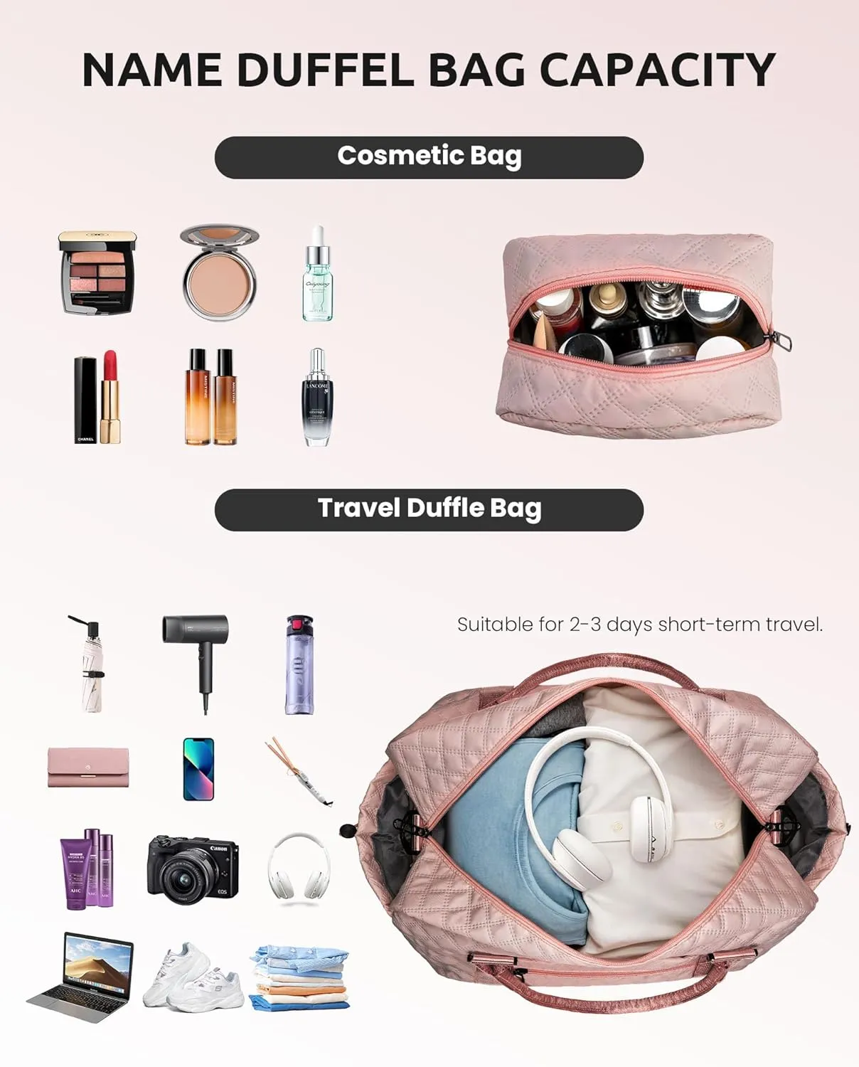 Preteen Gifts, Travel Bags for Girls, Initial Duffle Bag with Shoe Compartment, Kids Weekender Bag with Shoulder Strap, Overnight Bag for Women,Travel Bag with Makeup Bag (Letter E)