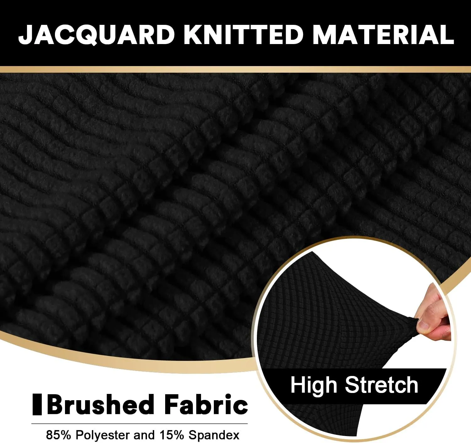 PrinceDeco T Cushion Sofa Slipcover 4 Pieces Sofa Covers for T Cushion Couch Soft Sofa Slip Covers Furniture Protector with 3 Individual T Shape Seat Covers (72"-90") Washable, Black
