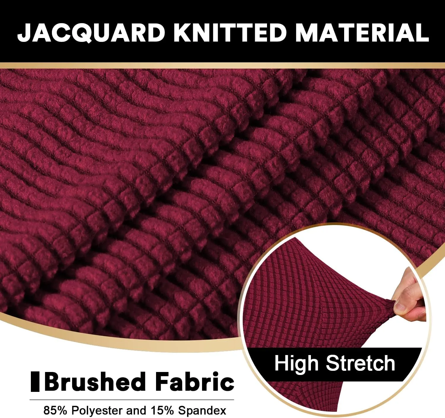 PrinceDeco T Cushion Sofa Slipcover 4 Pieces Sofa Covers for T Cushion Couch Soft Sofa Slip Covers Furniture Protector with 3 Individual T Shape Seat Covers Width Up to 90" Burgundy