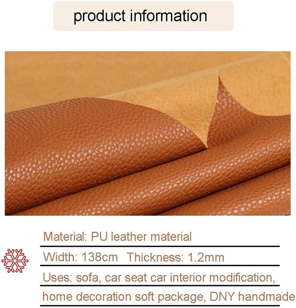 PU Fabric Leather 1.2mm Thick Faux Synthetic Leather Material Sheets for Upholstery Crafts, DIY Sewings, Sofa, Handbag, Hair Bows Decorations(Dark Brown,1.38X10m)
