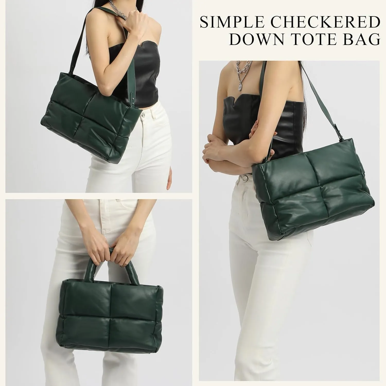 Puffy Tote Bag, Puffer Crossbody Bags for Women Light Winter Down Cotton Padded Quilted Tote Bag Shoulder Handbag