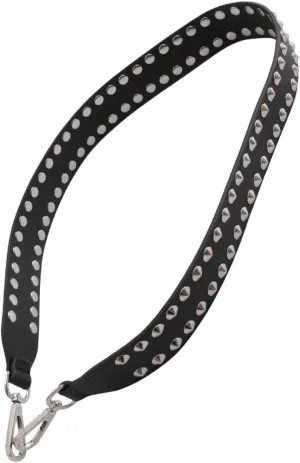 Punk Wide Strap for Women, 35.4 Inch Handbag Pu Leather Studded Purse Strap Replacement with Double Row Silver Rivets for Crossbody Bags