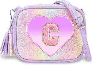 Purse Gifts for Little Girls - Kids Heart Purse Cute Crossbody Bag Teens Girls Wallet Birthday Gift Purple C
