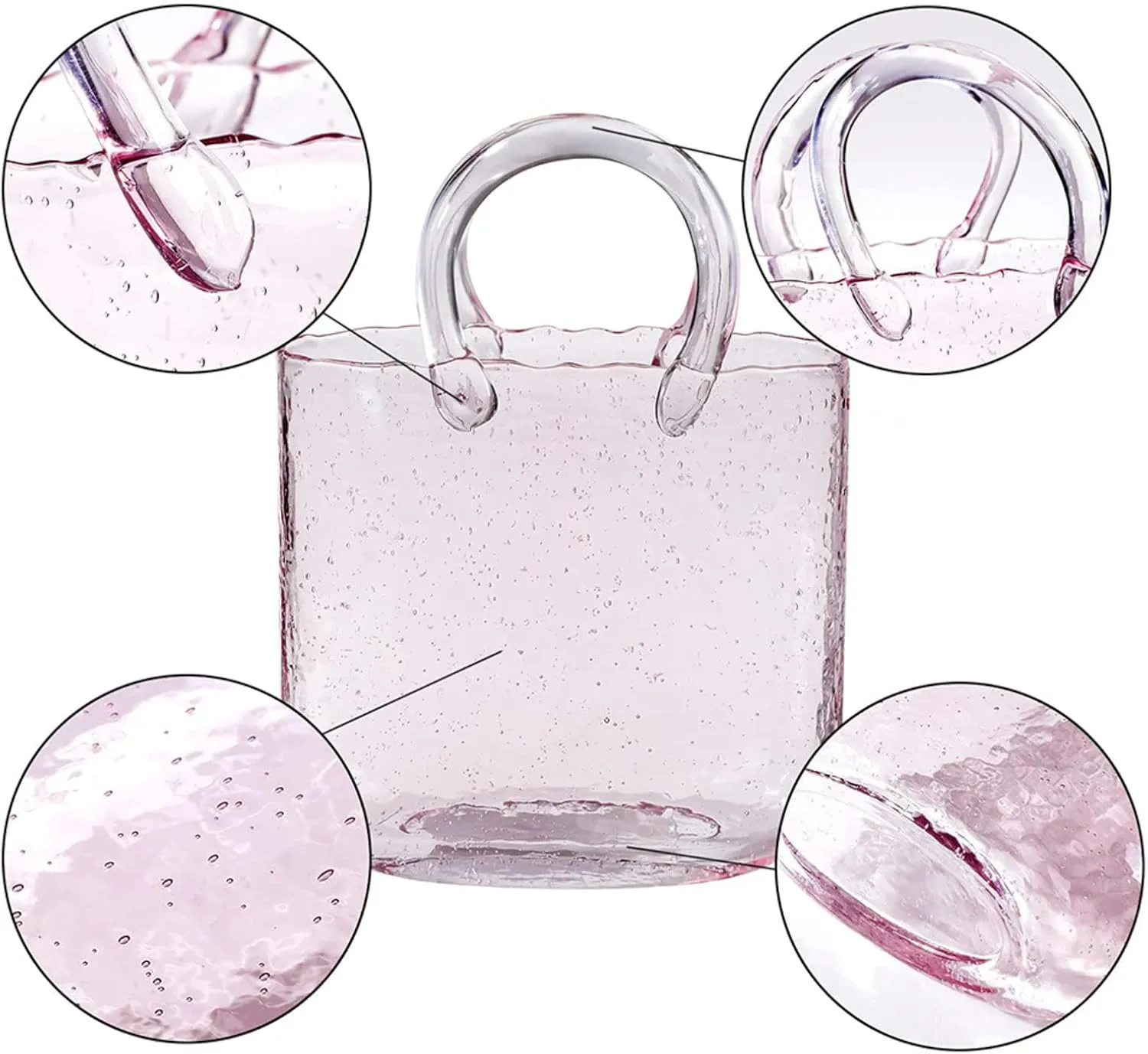 Purse Vase, Multifunctional Hand Glass Vase Purse Vase with Fish Bowl Handbag Vase, for Floral Arrangement Centerpiece Home Decor,Style1-Gray