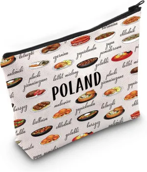 PWHAOO Poland Inspired Gift Poland Food Makeup Bag Polish Dishes Cosmetic Bag Poland Vacation Trip Gift (Poland Food M)