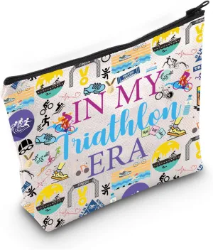 PWHAOO Triathlete Gift Triathlon Era Makeup Bag Triathlon Lover Cosmetic Bag Swim Cycle Run Gift for Triathlon Athletes (Triathlon Era M)