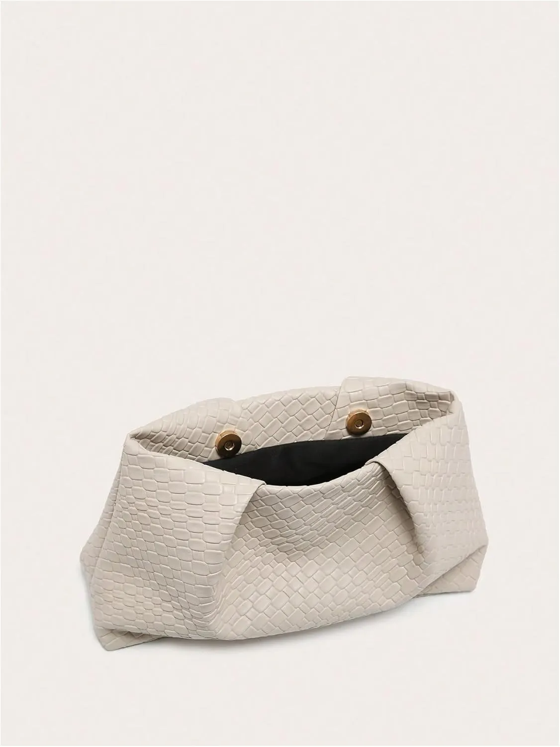 QWINEE Women's Woven Evening Bag Elegant Clutch Purse Square Faux PU Leather No Strap Handbag Magnet Retro Vintage Clutch Bag