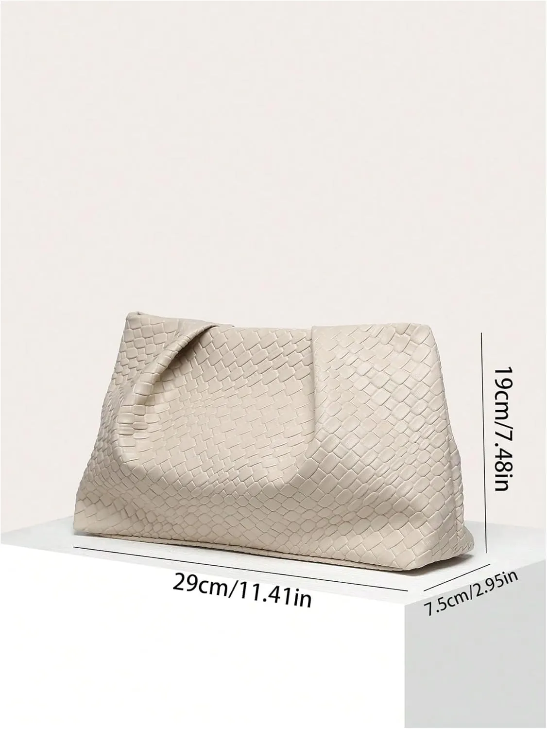 QWINEE Women's Woven Evening Bag Elegant Clutch Purse Square Faux PU Leather No Strap Handbag Magnet Retro Vintage Clutch Bag