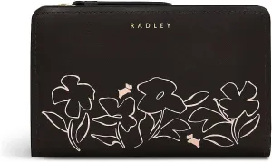 RADLEY London Linear Bloom Women's Medium Leather Bifold Wallet, Dark Oak