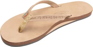 Rainbow Sandals Ladies Las Flores - Single Layer Premier Leather with a Floral 1/2" Narrow Strap