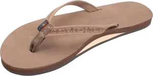 Rainbow Sandals Ladies Las Flores - Single Layer Premier Leather with a Floral 1/2" Narrow Strap