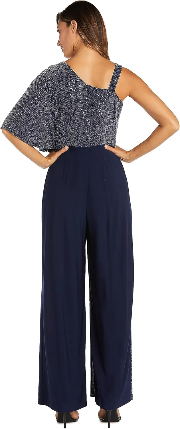 R&M Richards Womens Knit One Shoulder Jumpsuit
