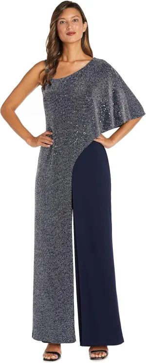 R&M Richards Womens Knit One Shoulder Jumpsuit