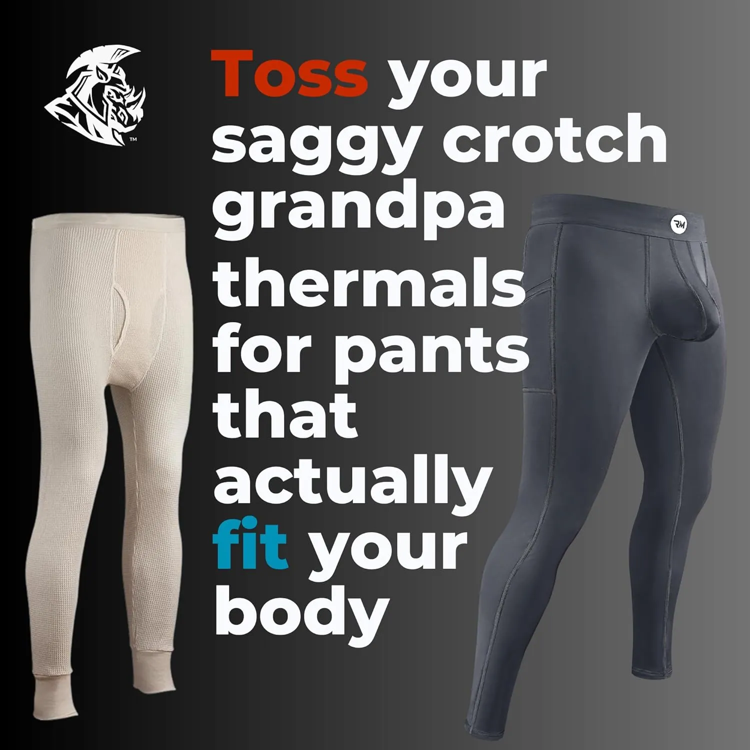 Real Men ABCD Pouch Compression Pants - 1, 2 & 3 Pack, Mens Leggings, Yoga Pants, Tights, Base Layer Men Cold Weather