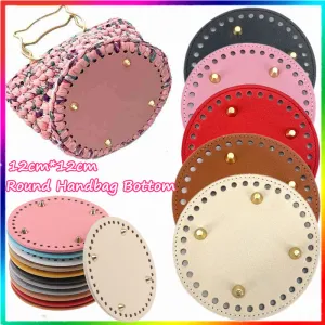 realaiot  12*15cm PU Leather Bag Bottoms, DIY Handmade Oval Round Bottom, Bag Accessories For Knitting Bags Handbag, Crossbody Shoulder Bags Bottom