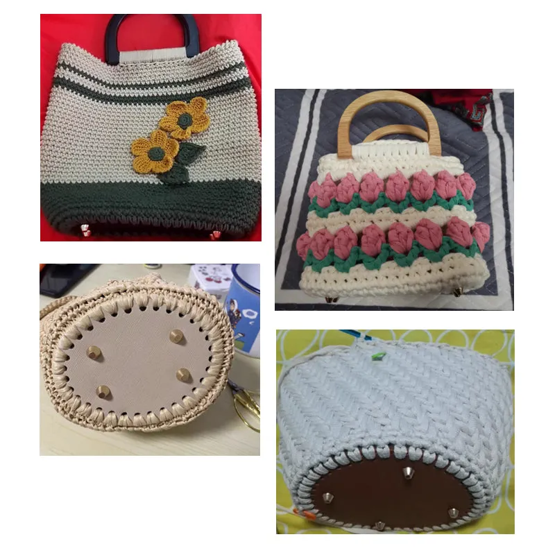 realaiot  12*15cm PU Leather Bag Bottoms, DIY Handmade Oval Round Bottom, Bag Accessories For Knitting Bags Handbag, Crossbody Shoulder Bags Bottom