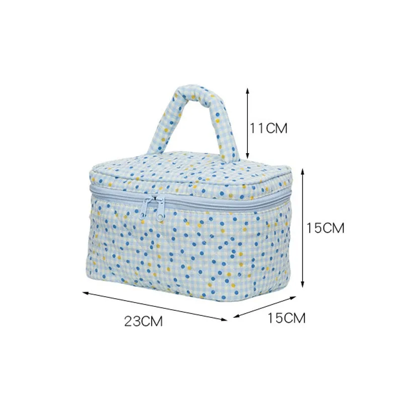 Realaiot Girls Point Flower Makeup Case Lovely Cosmetic Bag Portable Large Capacity Toiletries Storage Box Travel Washing Bags