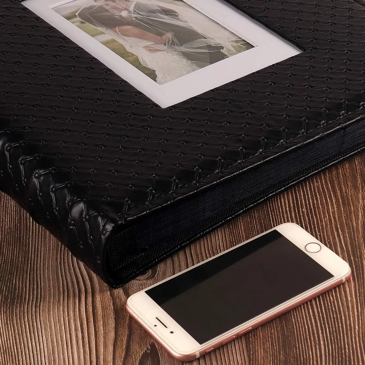 RECUTMS Photo Album for 4x6 Pictures 600 Pockets Black Inner Page Button Grain Leather Cover of Large Capacity Pictures Album Book Birthday Christmas Wedding Anniversary Memory (Black)