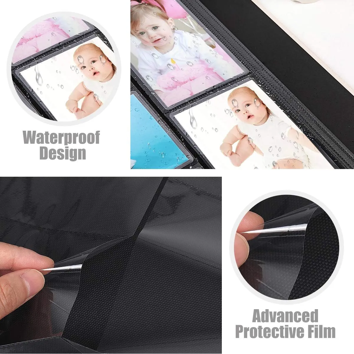 RECUTMS Photo Album for 4x6 Pictures 600 Pockets Black Inner Page Button Grain Leather Cover of Large Capacity Pictures Album Book Birthday Christmas Wedding Anniversary Memory (Black)