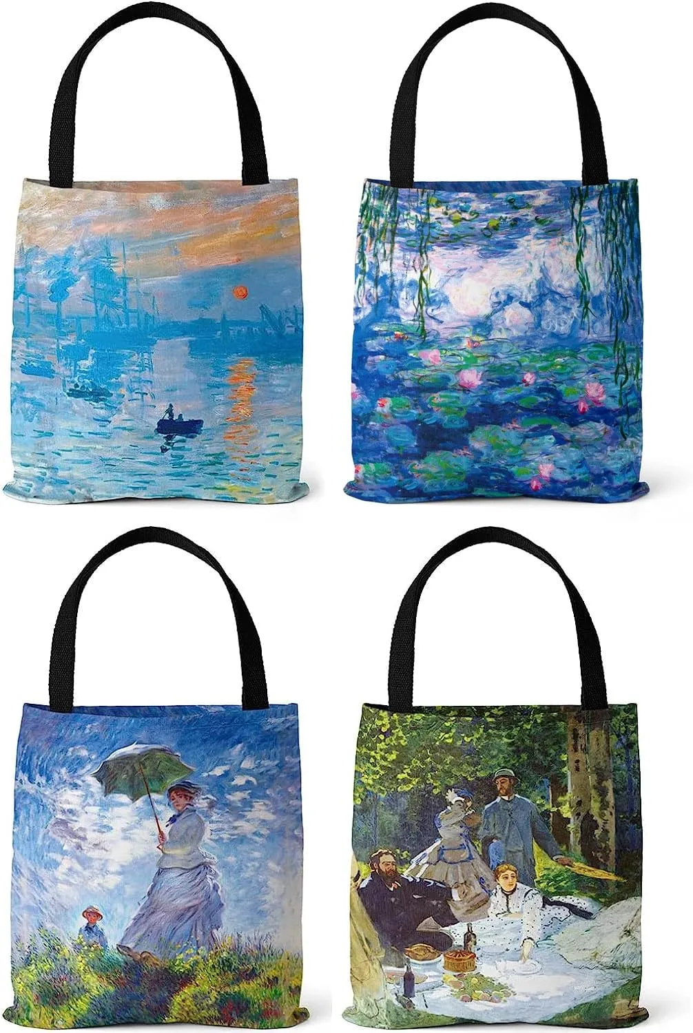 Rejolly 4 Pack Canvas Art Tote Bag Vincent Van Gogh Painting Printed Purse Shoulder Handbag