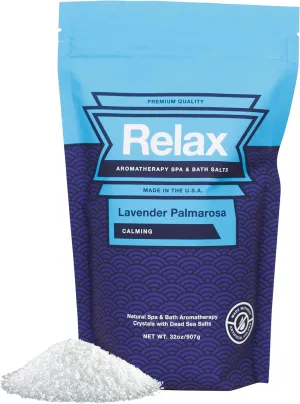 Relax Spa & Bath, Epsom & Dead Sea Salts, Aromatherapy Bath Salts for Hot Tub, Bath, or Spa, Infused with Magnesium, Lavender Palmarosa Scent