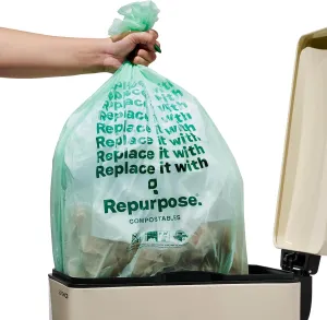 Repurpose 13 Gallon Compostable Kitchen Trash Bags, 75 Bags, BPI Certified, Leak-Proof, FDA Approved, Recyclable Packaging