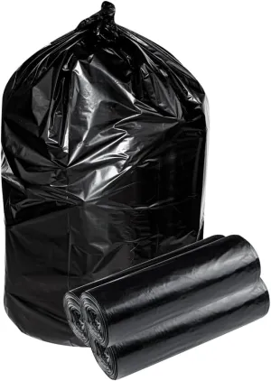 Restaurantware-RW Clean 55 Gallon Trash Bags, 100 Heavy-Duty Garbage Can Liners - Fits 55-60 Gallon Trash Cans, Stretchable, Black Plastic Bin Liners, With Star Seal Bottom