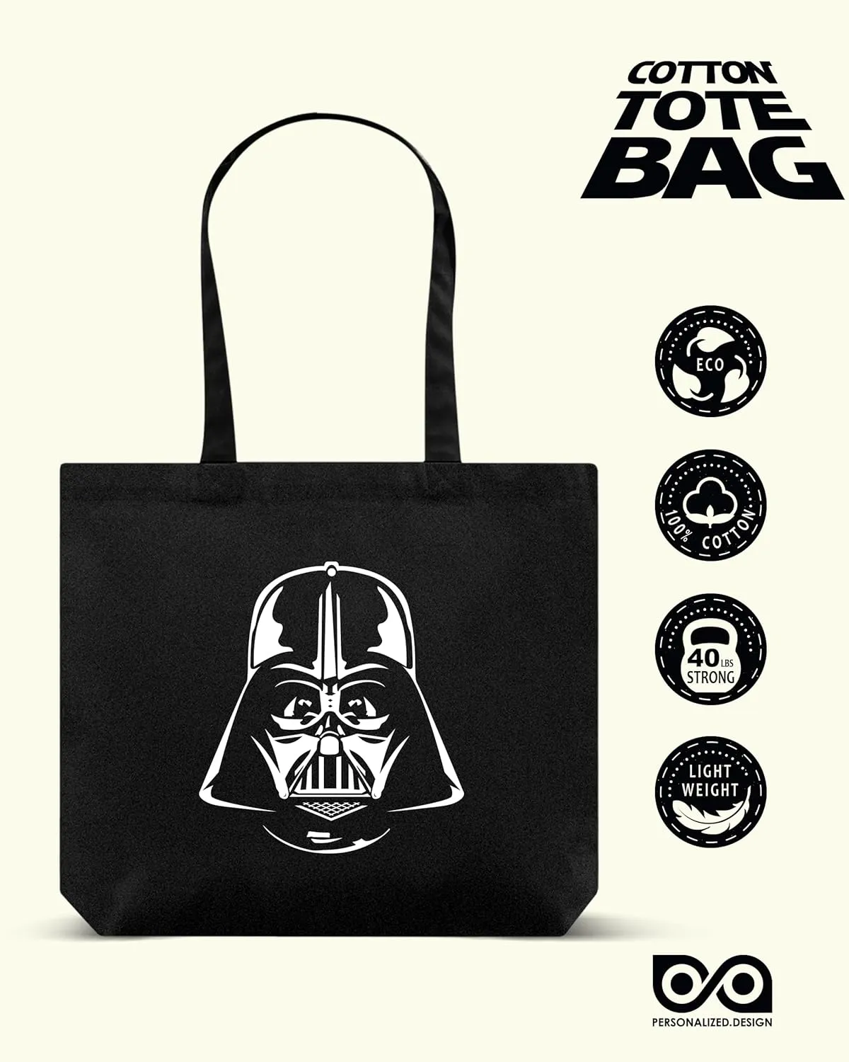 Reusable Tote Bag Star Wars: Darth Vader - Christmas Party Gift Pouch - Shoulder Shopper with Handles