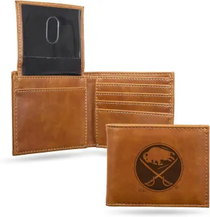 Rico Industries NHL Laser Engraved Billfold Wallet Laser Engraved Bill-fold Wallet - Slim Design - Great Gift