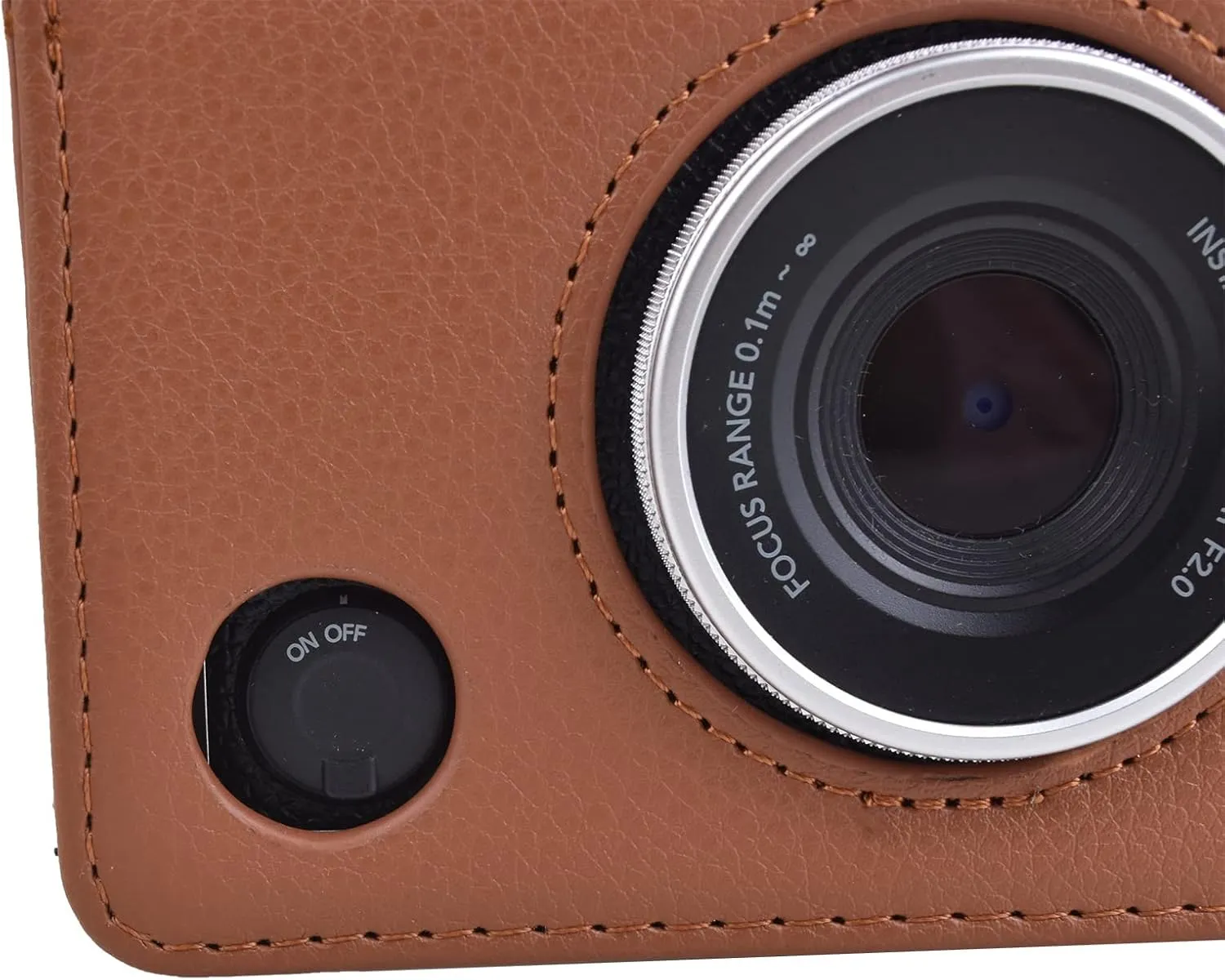 Rieibi Mini EVO Case - Vintage PU Leather Protective Case for Fuji Instax Mini EVO Instant Camera - Removable cover with Adjustable Shoulder Strap Battery Charging Port - Brown