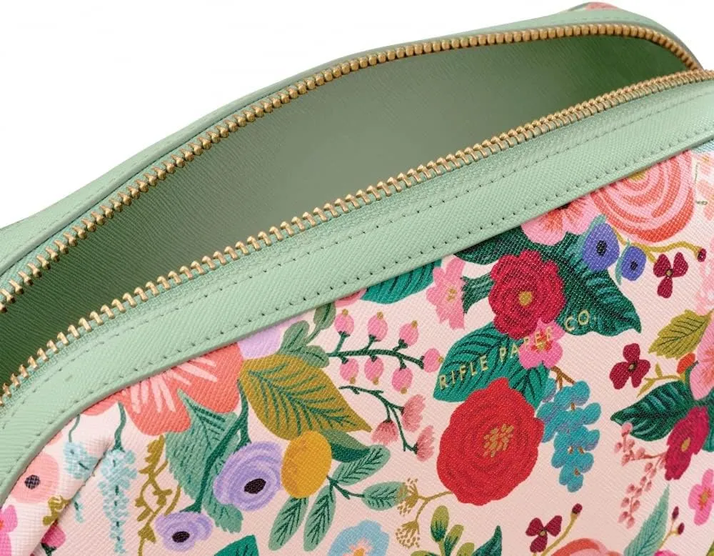 RIFLE PAPER CO. Garden Party Large Cosmetic Pouch for Storing Small Accessories, Includes Gold Zipper, Printed in Full Color with Stylized Pattern and Foil Stamped Logo