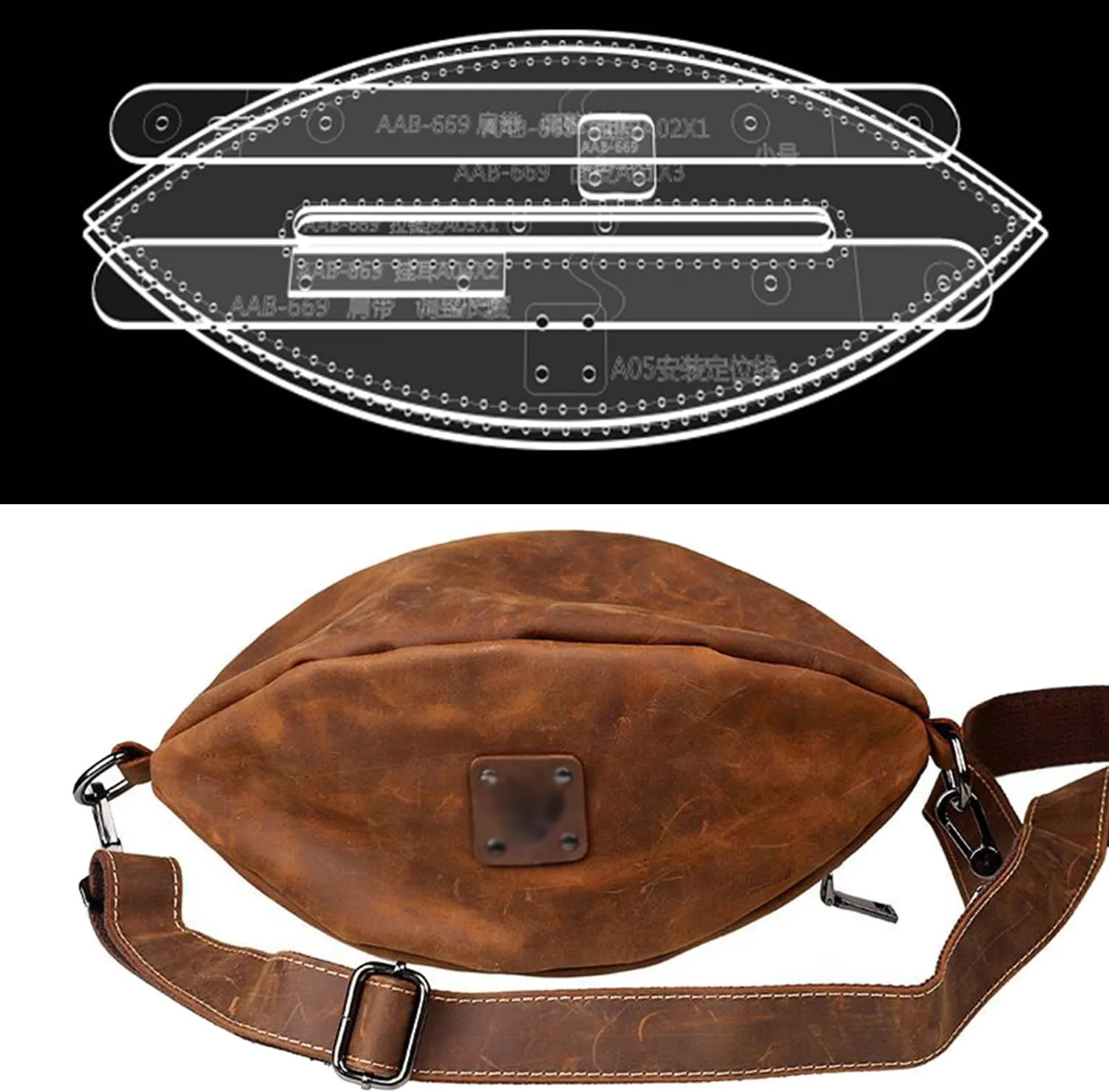 RIVEENY Shoulder Bag Acrylic Template Leather Pattern Acrylic Leather Pattern Leather Templates for Rugby Shaped Shoulder Bags (AAB-669)