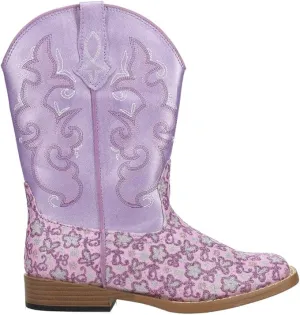 ROPER Kids Girls Floral Glitter Square Toe Casual Boots Mid Calf - Purple