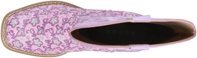 ROPER Kids Girls Floral Glitter Square Toe Casual Boots Mid Calf - Purple