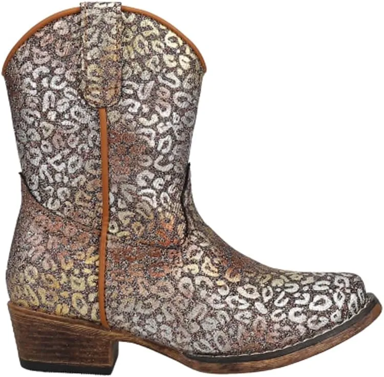 ROPER Toddler Girls Riley Glitter Leopard Snip Toe Casual Boots Mid Calf - Brown