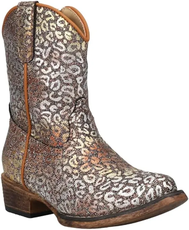ROPER Toddler Girls Riley Glitter Leopard Snip Toe Casual Boots Mid Calf - Brown