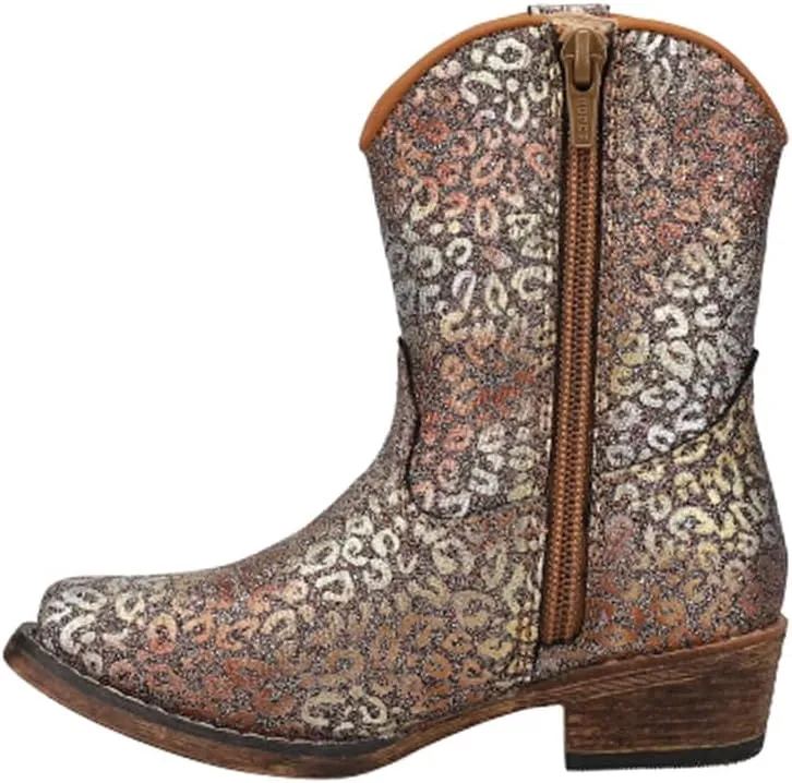 ROPER Toddler Girls Riley Glitter Leopard Snip Toe Casual Boots Mid Calf - Brown
