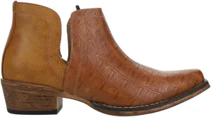 ROPER Womens Ava Print Snip Toe Pull On Casual Boots Ankle Low Heel 1-2" - Brown
