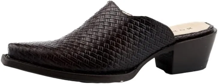 ROPER Women's Mary Basketweave Embossed Mules Snip Toe - 09-021-7634-8380 BR 9 M Brown